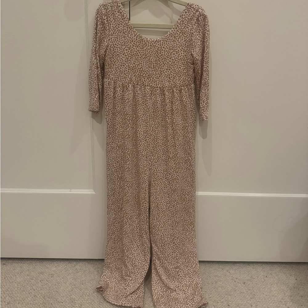 Chic Beige Leopard Print Kids Jumpsuit